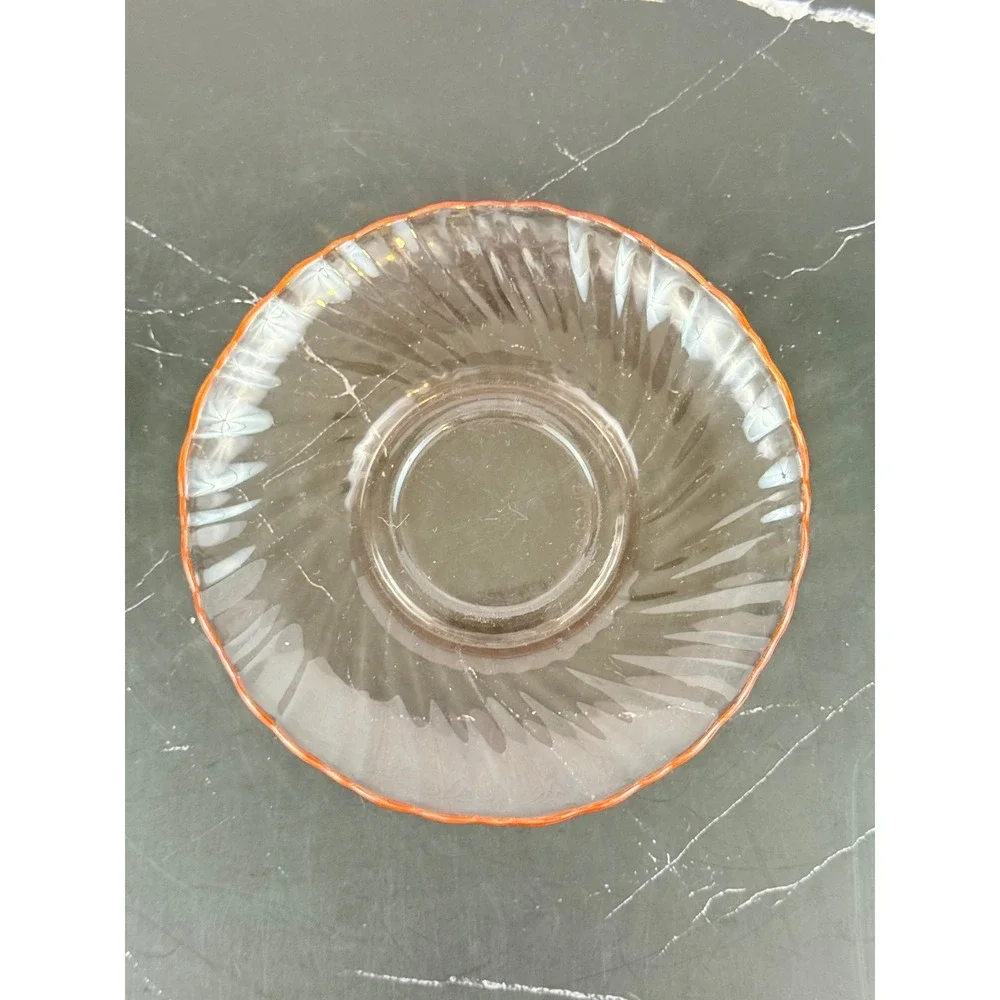 Vintage Arcoroc France Pink Swirl Rosaline Saucer 1980s Glass